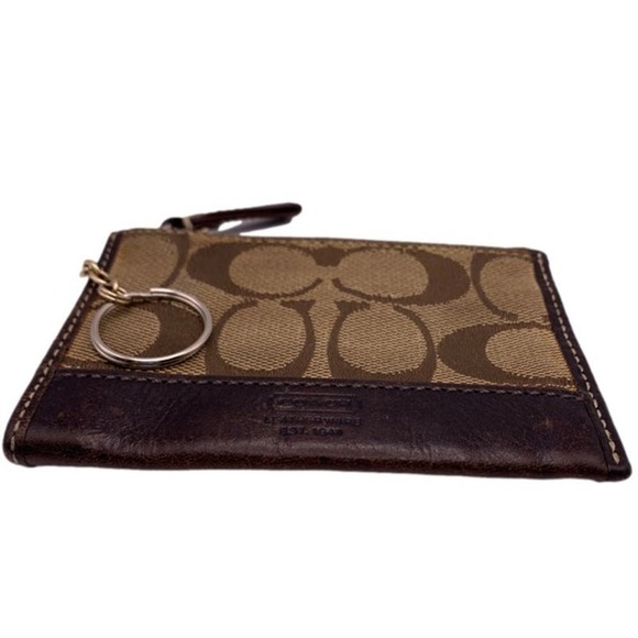 COACH Brown Signature Canvas Cardholder / Coin Purse - Picture 3 of 7